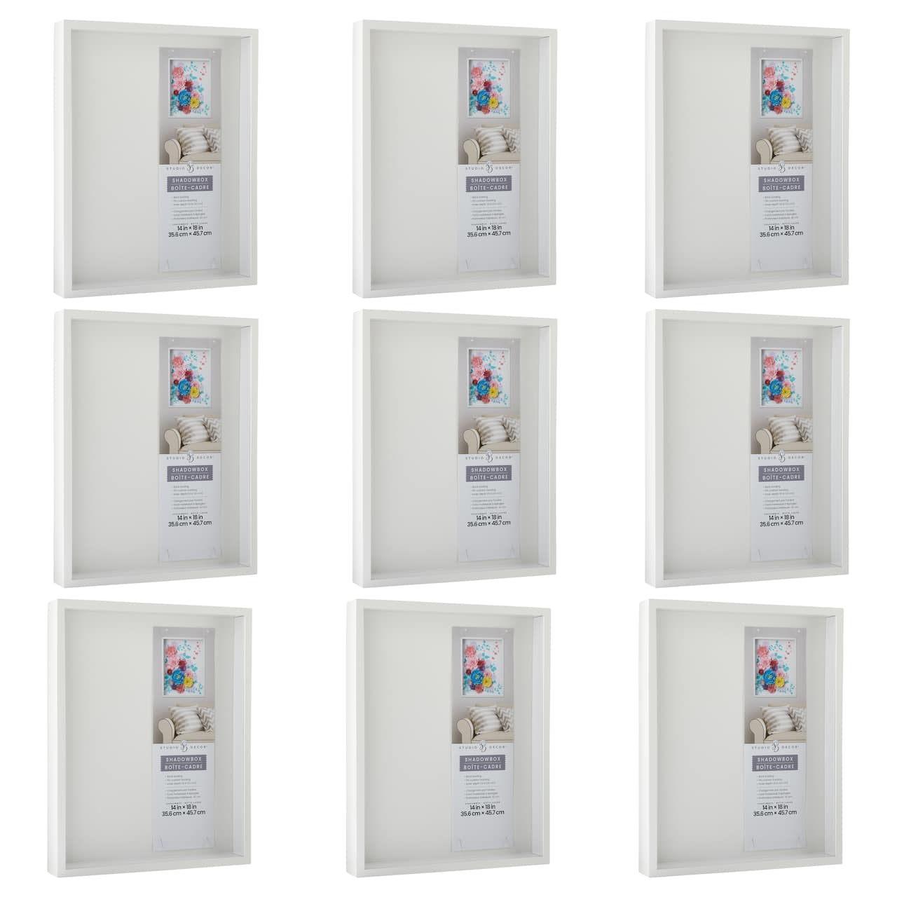 9 Pack: White Flat 14" x 18" Shadow Box by Studio Décor®